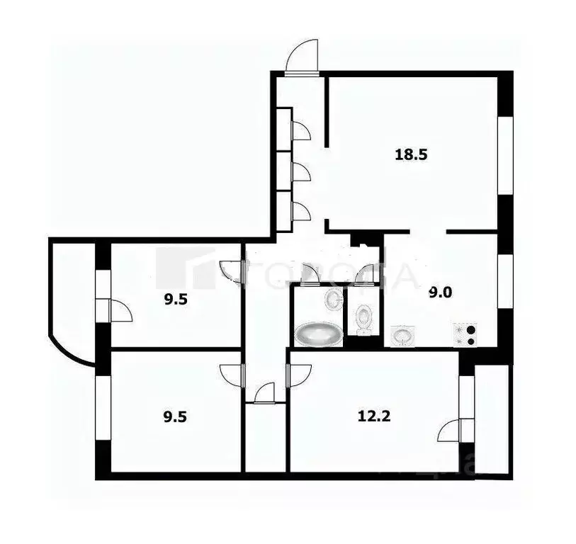 4-комнатная квартира: Новосибирск, улица В. Высоцкого, 3 (76.9 м) - Фото 0
