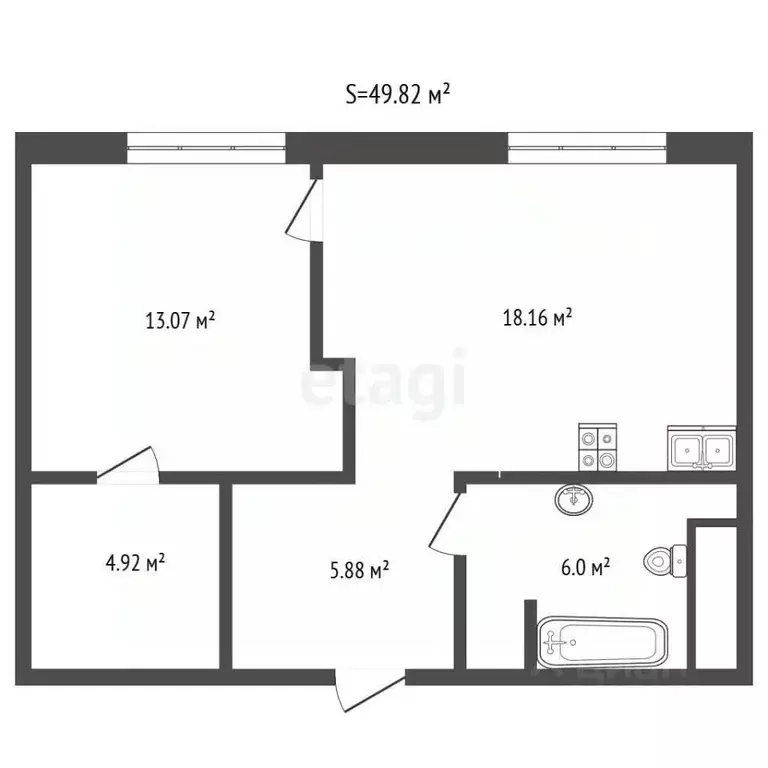 1-к кв. Москва, Москва, Московский г. ул. Никитина, 11к4 (47.8 м) - Фото 2