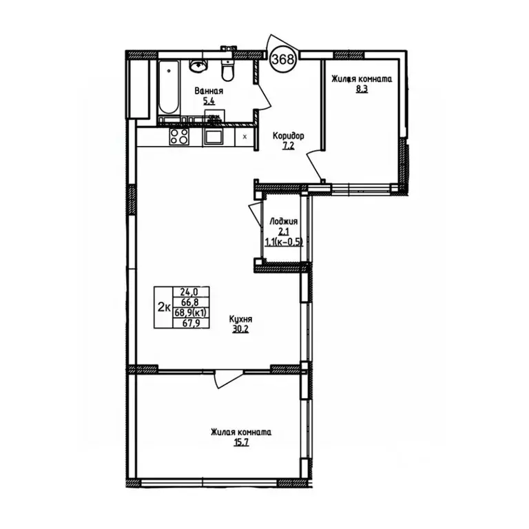 2-к кв. Калининградская область, Калининград ул. 1-я Большая окружная ... - Фото 1