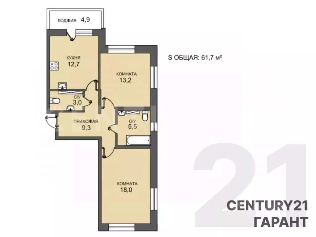 2-к кв. Санкт-Петербург просп. Патриотов, 34 (61.7 м) - Фото 2