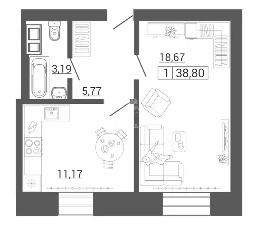 1-комнатная квартира: Магнитогорск, проспект Ленина, 112/1 (38.8 м) - Фото 0