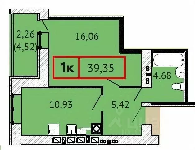 1-к кв. Ивановская область, Иваново ул. 3-я Первомайская, 4 (39.35 м) - Фото 0