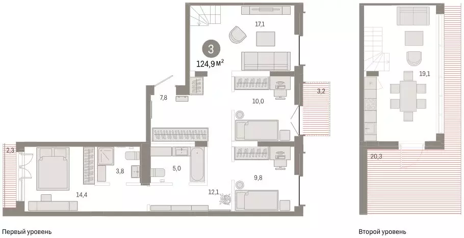 3-комнатная квартира: Тюмень, улица Республики, 205к2 (125.9 м) - Фото 1