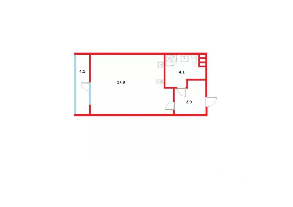 Студия Санкт-Петербург ул. Генерала Кравченко, 8 (24.8 м) - Фото 2