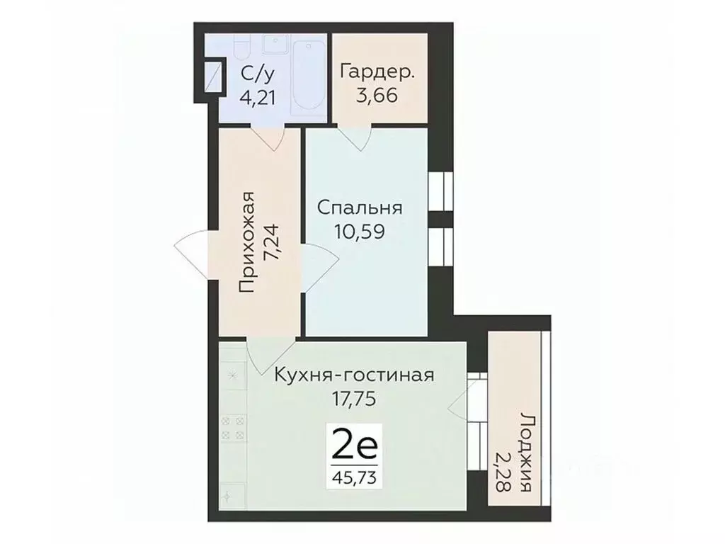 2-к кв. Воронежская область, Воронеж ул. Матросова (45.73 м) - Фото 0