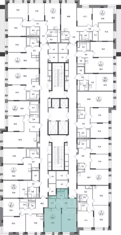 Квартира, 1 комната, 46.6 м - Фото 2