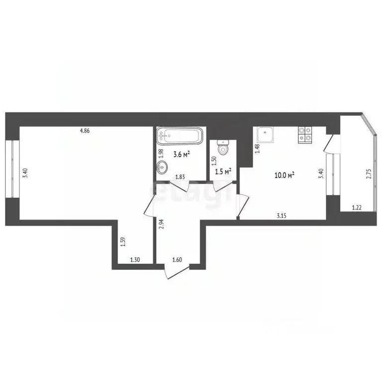 1-к кв. Калужская область, Калуга ул. 65 лет Победы, 43 (40.1 м) - Фото 2