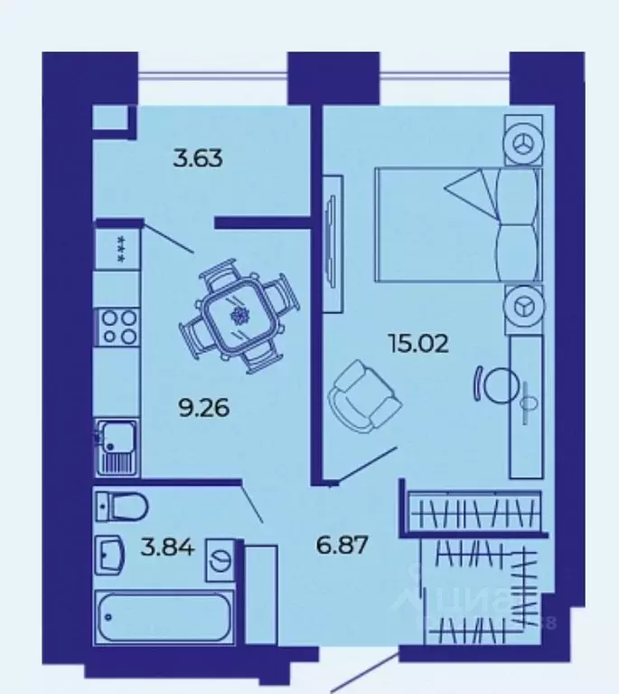 1-к кв. Брянская область, Брянск ул. Комарова, 47а (38.9 м) - Фото 1