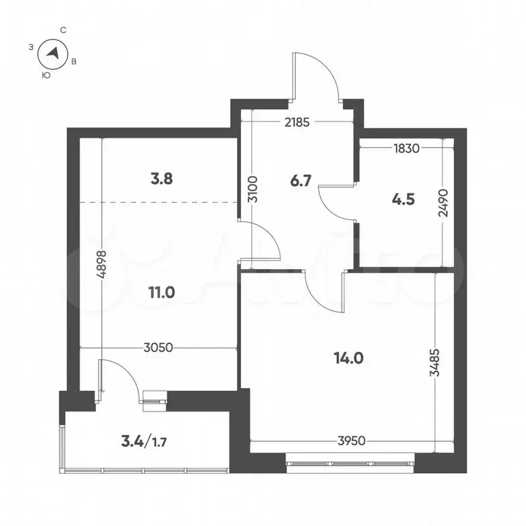 1-к. квартира, 41,7 м, 6/12 эт. - Фото 1