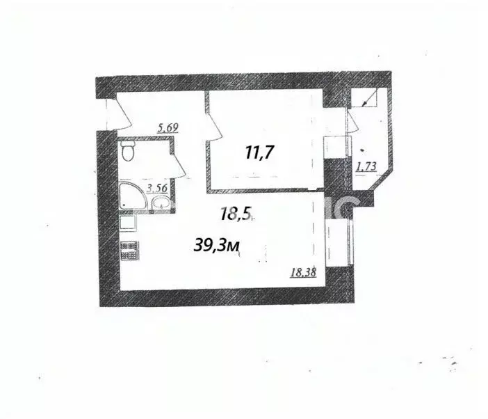 1-к кв. Владимирская область, Владимир ул. Верхняя Дуброва, 32В (39.3 ... - Фото 2