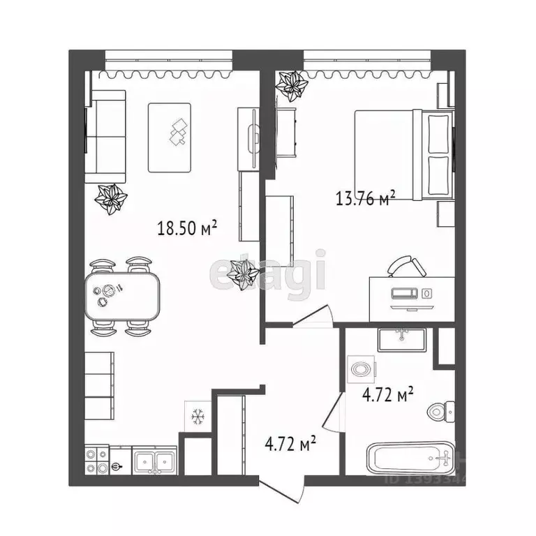 1-к кв. Тюменская область, Тюмень ул. Пожарных и Спасателей, 14 (41.2 ... - Фото 2