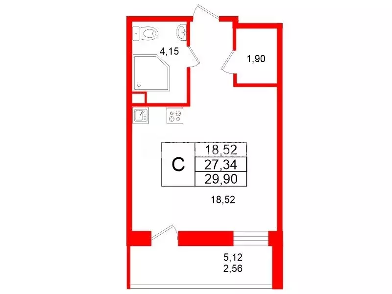 Квартира-студия: Бугры, Английская улица, 4к1 (27 м) - Фото 1