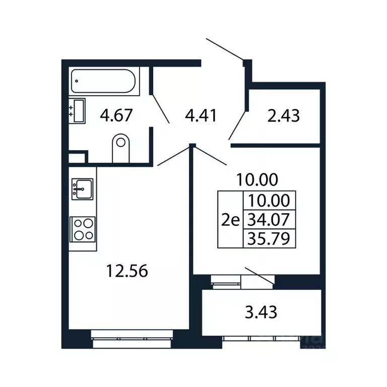 2-к кв. Санкт-Петербург аллея Арцеуловская, 7к2 (35.12 м) - Фото 0