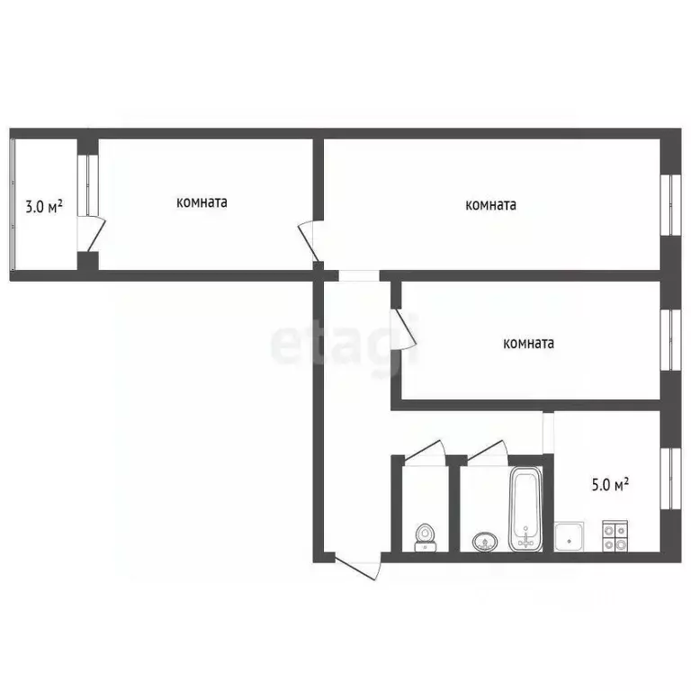 3-к кв. Ярославская область, Рыбинск ул. Герцена, 87 (57.2 м) - Фото 2