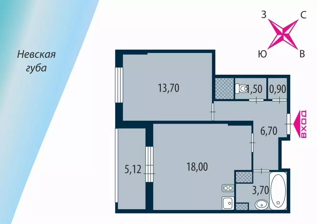 1-к кв. Санкт-Петербург бул. Вилькицкий, 4 (44.0 м) - Фото 2