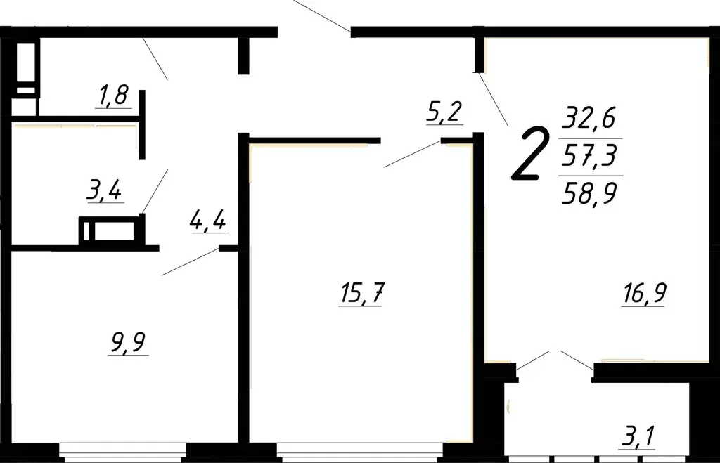 Продаётся 2-к квартира, 58.9 м - Фото 0
