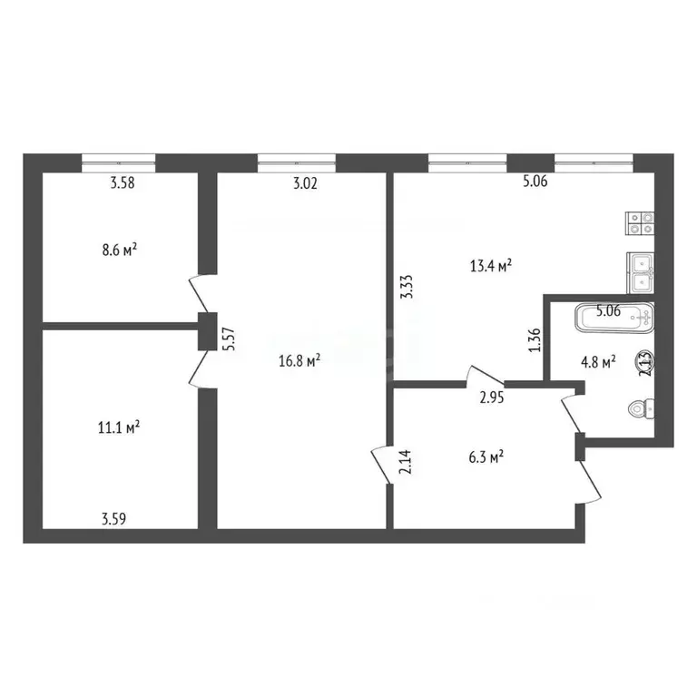 3-к кв. Кемеровская область, Кемерово Инициативная ул., 28А (61.0 м) - Фото 2