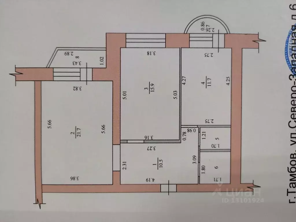 2-к кв. Тамбовская область, Тамбов Северо-Западная ул., 6 (65.0 м) - Фото 2