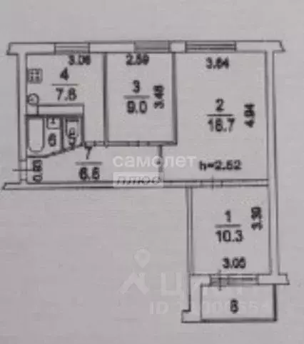 3-к кв. Московская область, Люберцы ул. С.П. Попова, 46 (56.9 м) - Фото 2