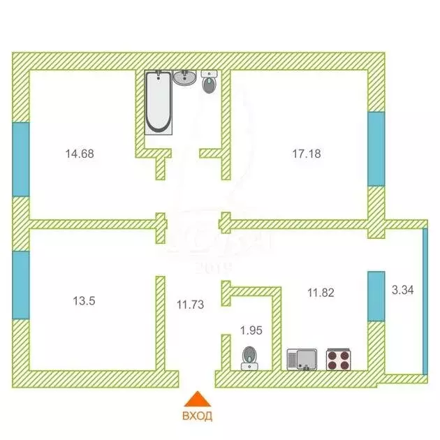 3-комнатная квартира: Тюмень, улица Газовиков, 61 (75 м) - Фото 1