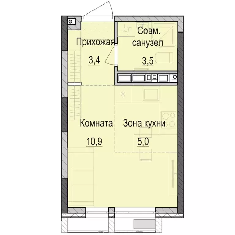 Квартира-студия: Казань, жилой комплекс Паркмаяк (22.7 м) - Фото 0