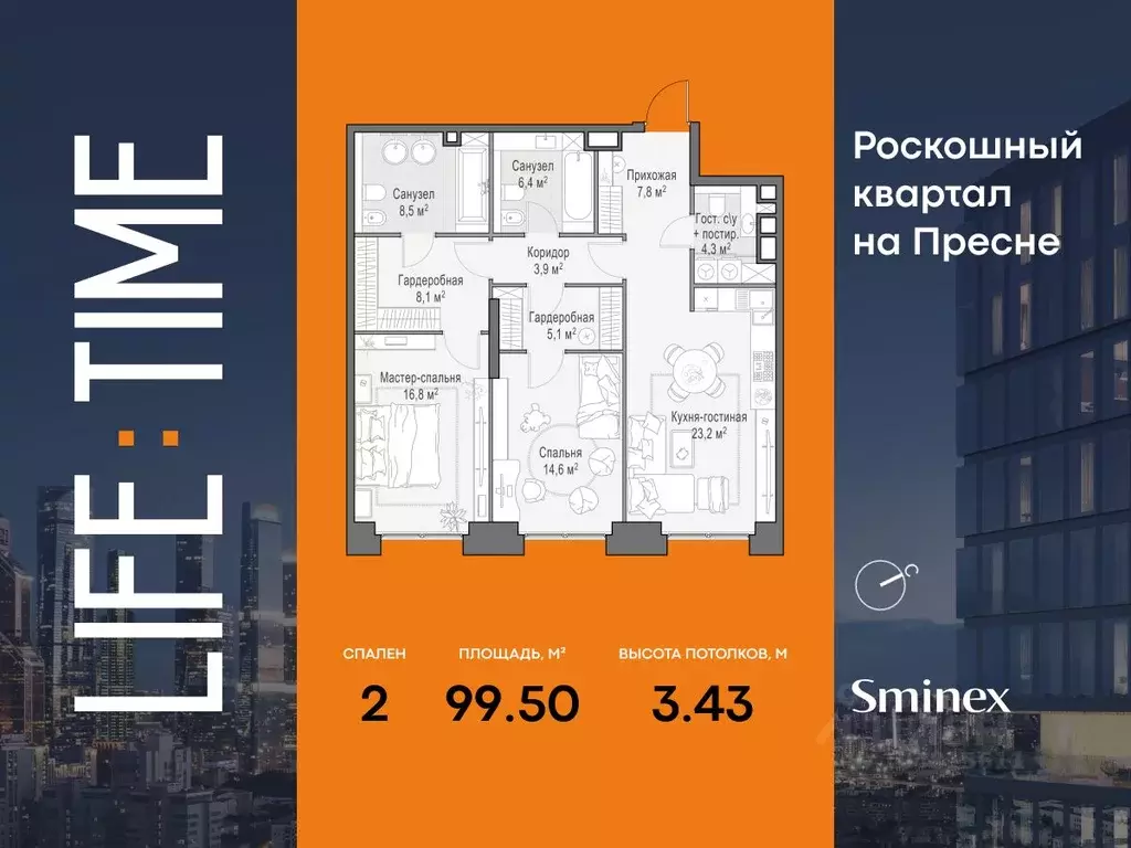 2-к кв. Москва Лайф Тайм жилой комплекс (100.0 м) - Фото 1