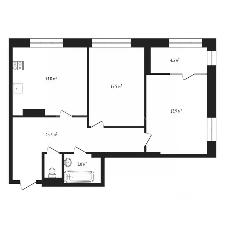 2-к кв. Тюменская область, Тюмень ул. Мельникайте, 36к1 (60.0 м) - Фото 1