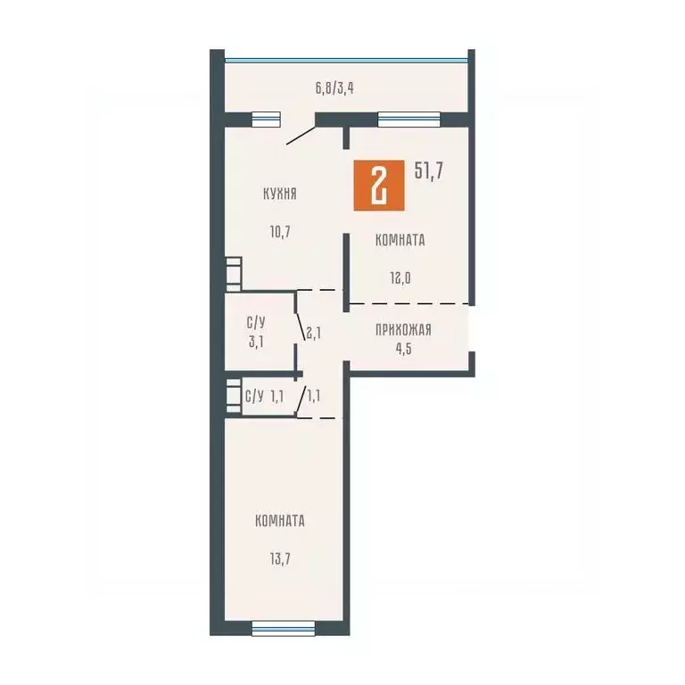 2-к кв. Курганская область, Курган ул. Коли Мяготина, 34Бк1 (52.0 м) - Фото 1