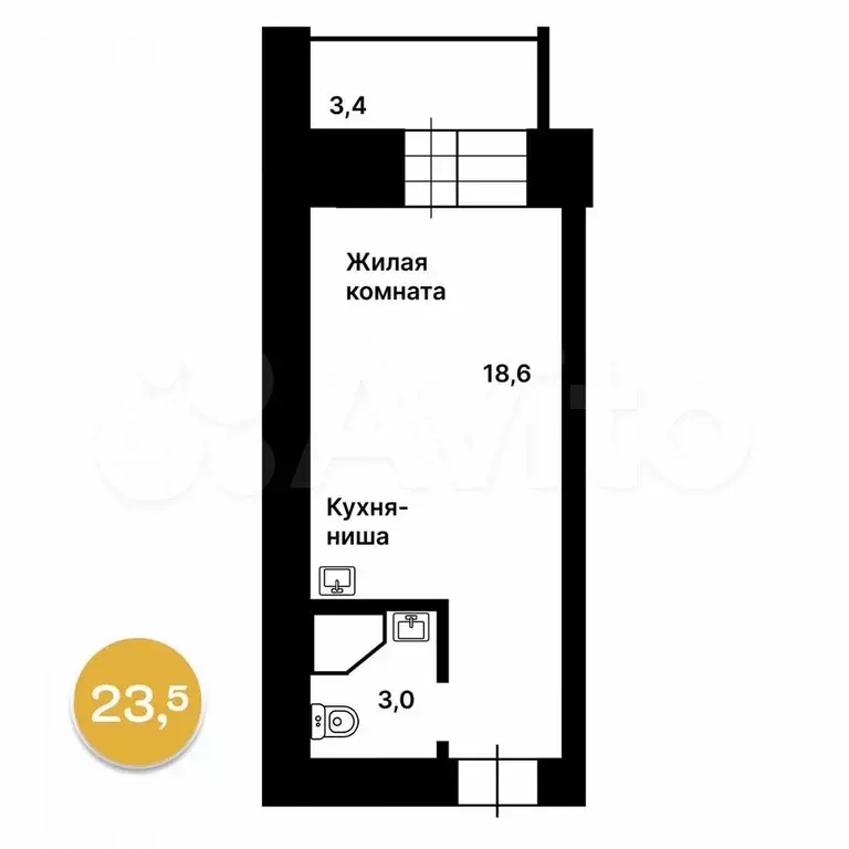 Квартира-студия, 23 м, 2/12 эт. - Фото 0