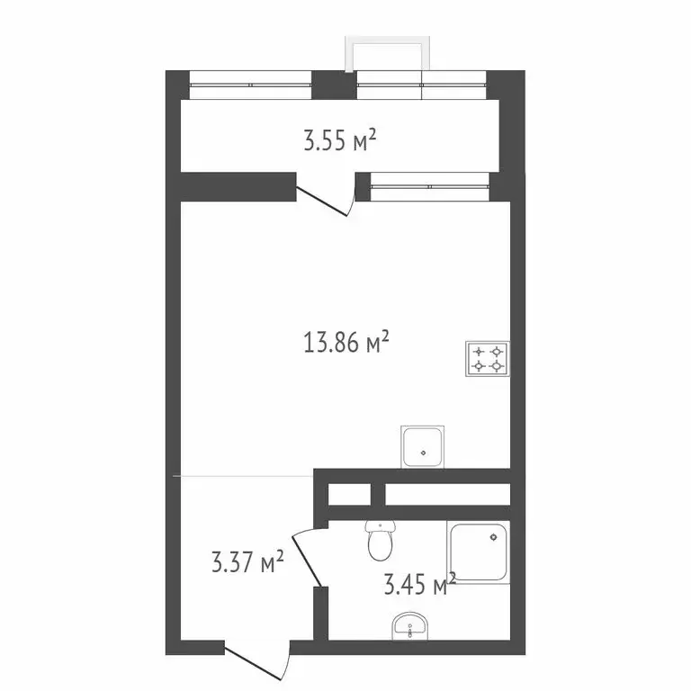 Квартира-студия: Новосибирск, улица Гоголя, 211 (23.4 м) - Фото 0