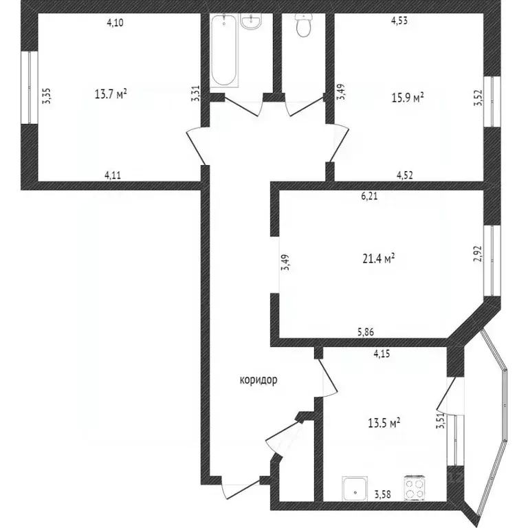 3-к кв. Белгородская область, Белгород ул. Машковцева, 28 (86.0 м) - Фото 1