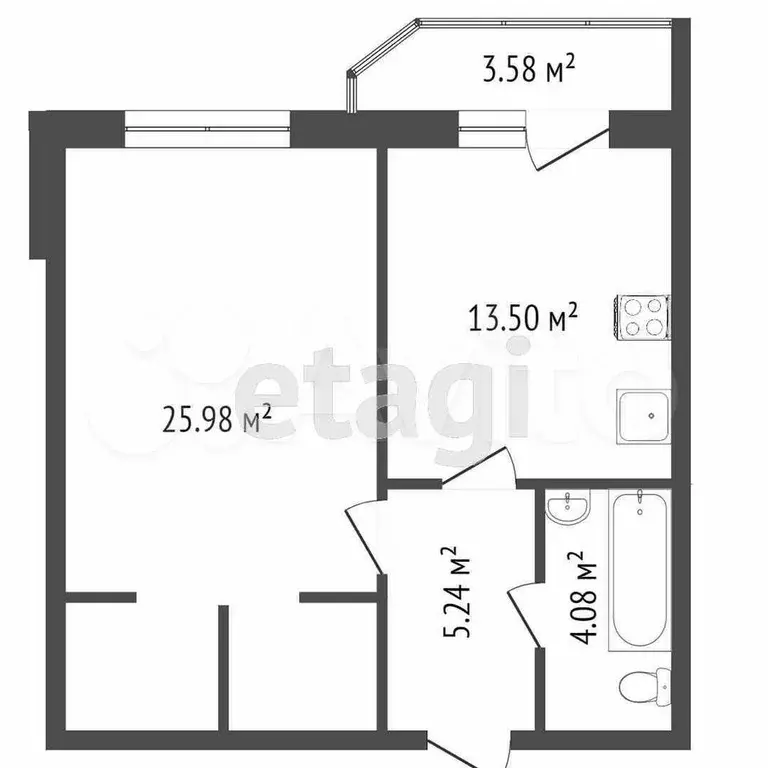 1-к. квартира, 47 м, 3/12 эт. - Фото 0