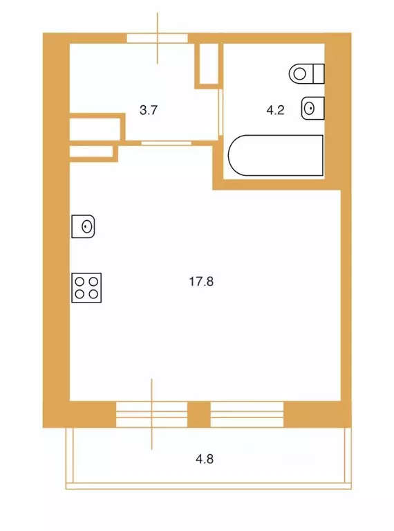 Студия Санкт-Петербург Полевая Сабировская ул., 45к1 (25.5 м) - Фото 2