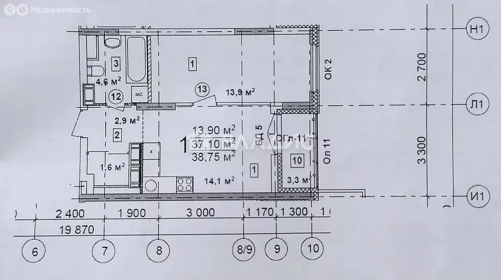 1-комнатная квартира: деревня Анкудиновка, Русская улица, 16 (39 м) - Фото 0
