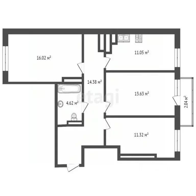 3-к кв. Ростовская область, Ростов-на-Дону просп. Соколова, 68/118В ... - Фото 2