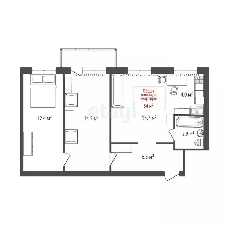 3-к кв. Томская область, Колпашево ул. Победы, 81 (54.0 м) - Фото 2