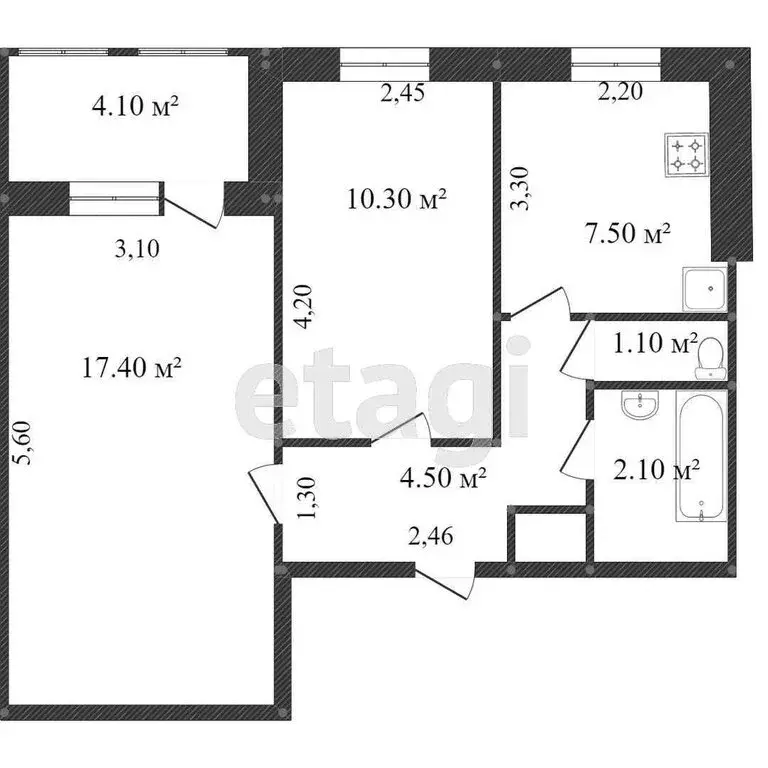 2-комнатная квартира: Комсомольск-на-Амуре, улица Гагарина, 8 (43.2 м) - Фото 0