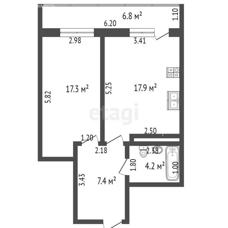 1-комнатная квартира: Тамбов, Запрудная улица, 8 (45.2 м) - Фото 0