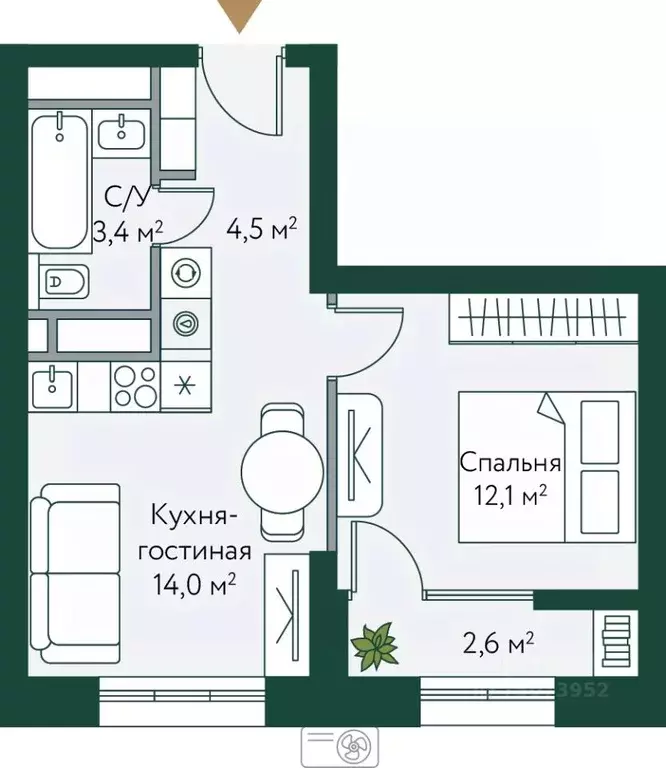 1-к кв. Волгоградская область, Волгоград Новосибирская ул., 74с1 ... - Фото 0