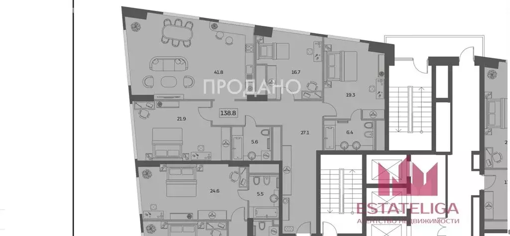 4-комнатная квартира: Москва, Мытная улица, 40к4 (138 м) - Фото 1