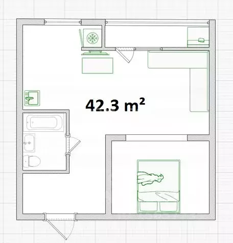 1-к кв. Омская область, Омск ул. Масленникова, 25 (42.3 м) - Фото 1