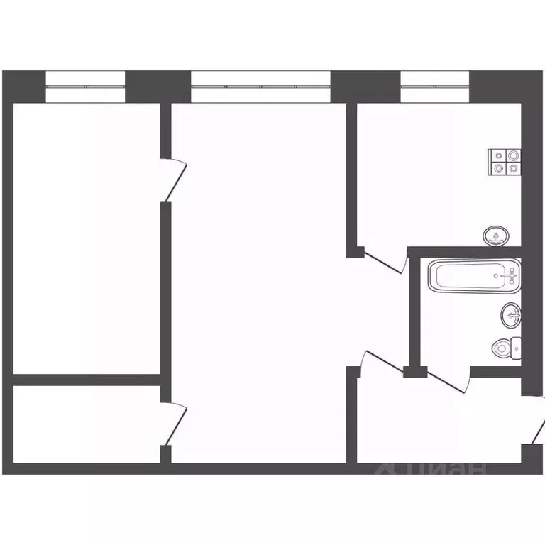 2-к кв. Иркутская область, Иркутск ул. Баррикад, 54Н (42.6 м) - Фото 2