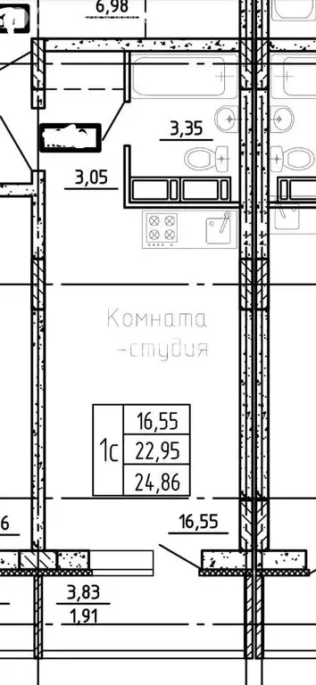 Квартира-студия: Воронеж, улица Независимости, 78к1 (24.86 м) - Фото 0