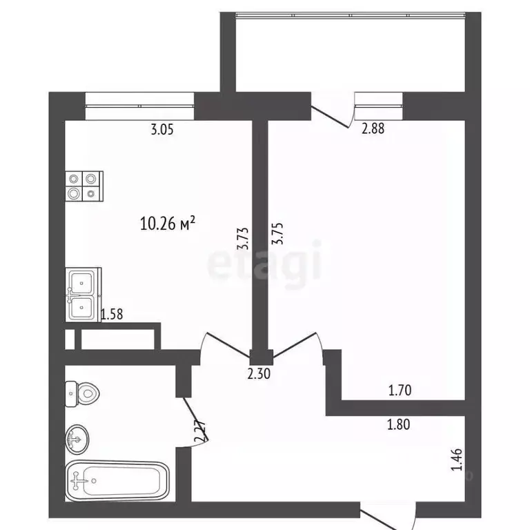 1-к кв. Тюменская область, Тюмень ул. Тимофея Чаркова, 79к3 (34.6 м) - Фото 1