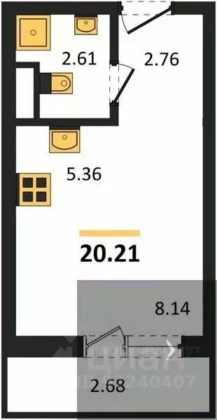 Студия Воронежская область, Воронеж Цимлянская ул., 10Г (20.21 м) - Фото 0