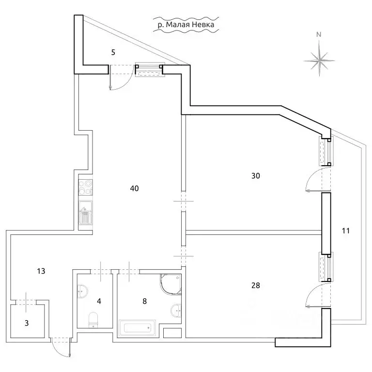 2-к кв. Санкт-Петербург Ждановская ул., 45 (132.0 м) - Фото 1