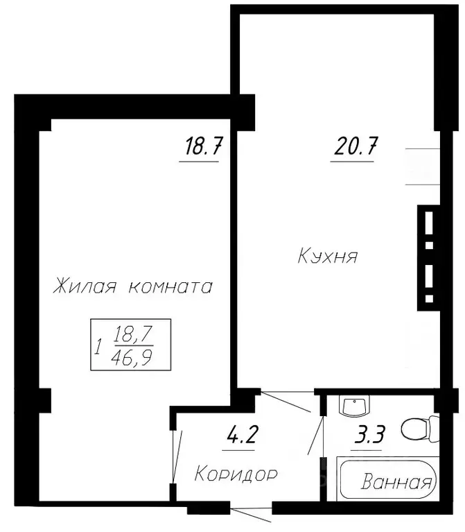 1-к кв. Ставропольский край, Ессентуки  (46.9 м) - Фото 1