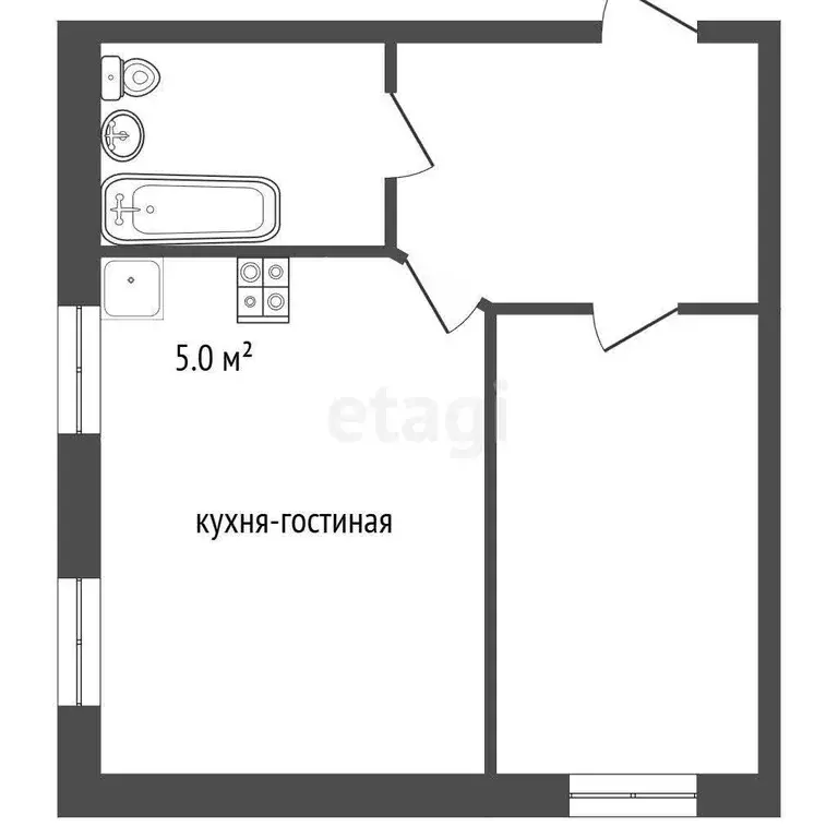 Квартира, 2 комнаты, 41.3 м - Фото 1