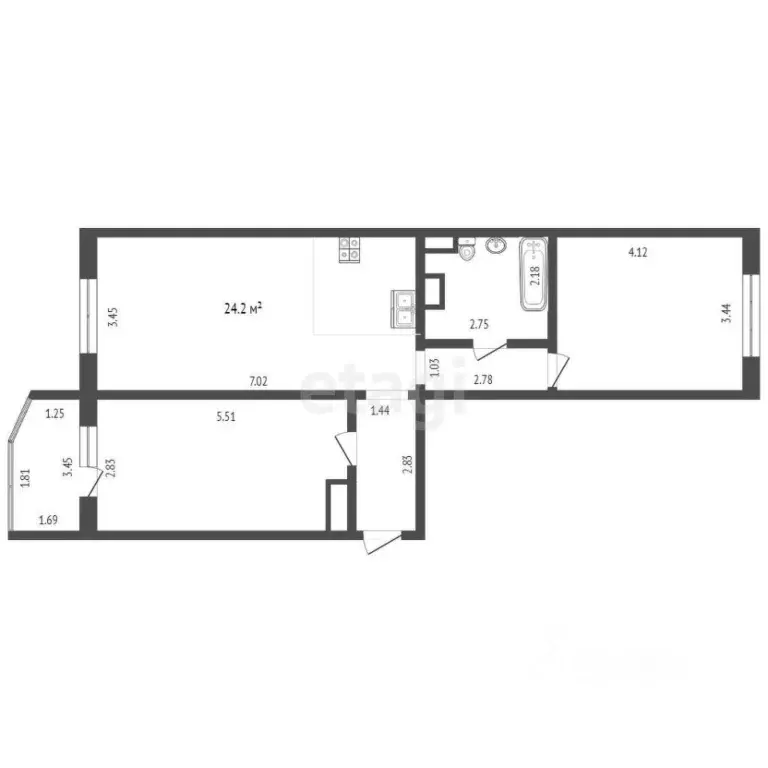 2-к кв. Ханты-Мансийский АО, Сургут тракт Тюменский, 10 (67.9 м) - Фото 1
