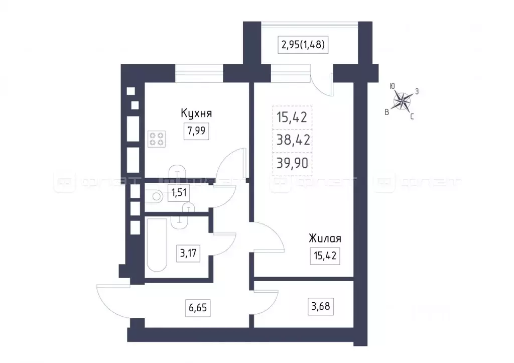 1-к кв. Татарстан, Лаишевский район, с. Сокуры ул. Березовая, 3 (39.9 ... - Фото 1